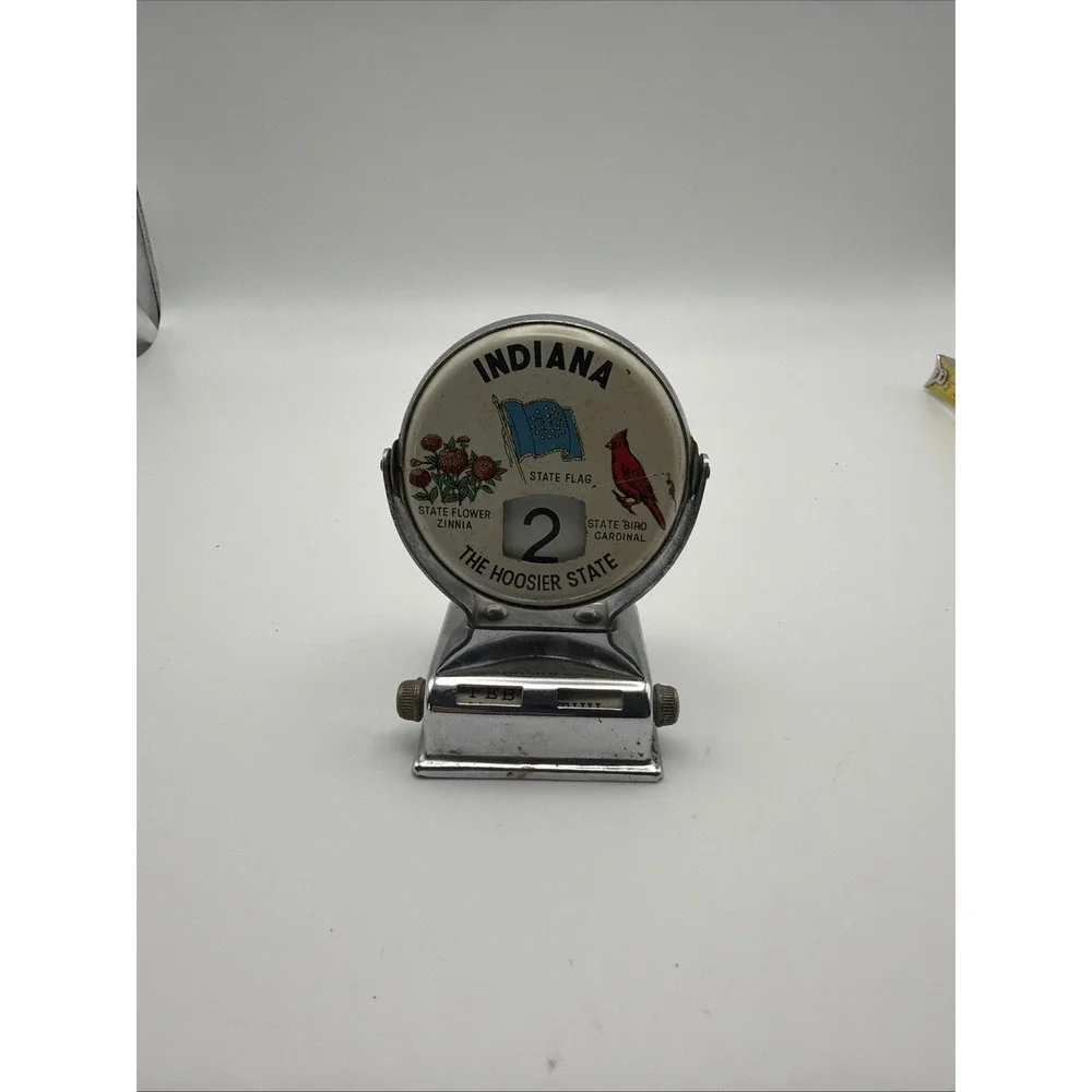 Vintage Indiana Cardinal State Bird Souvenir Clip Magnet Metal Paper Memo Holder